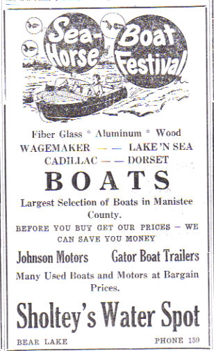 1959 - 1970's Sholtey's Water Spot - Sea Horse Boat Festival Ad