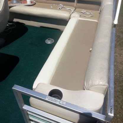 Pontoon Boat Seat Cover Recovered with Naugahyde Vinyl